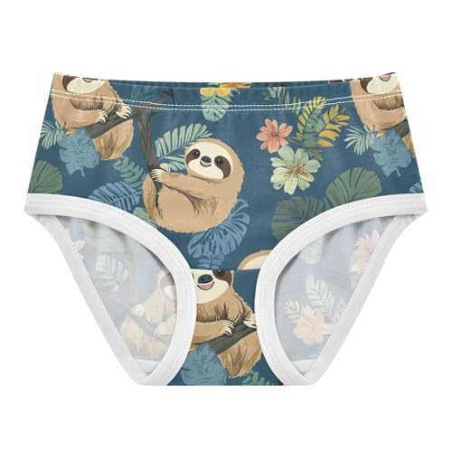 Wusikd Sloths Hanging Tree Girls' Underwear Cotton Cartoon Girls Briefs Soft Toddler Underwear 2T