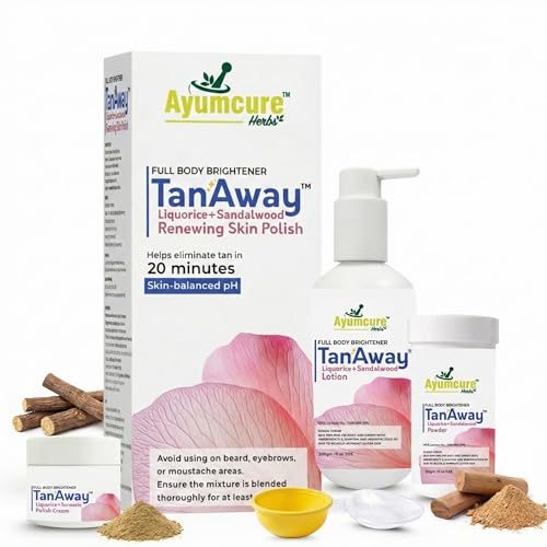 Image of Ayumcure TanAway Full Body Brightener Skin Polish 300G | Liquorice & Turmeric for Instant Tan Removal & Glow | Brightens & Evens Skin Tone | For Face & Body | Men & Women