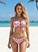 LIZENS Women's Bikini Set Floral Print Tie-Side String Fashion Swimwear Ladys Swimsuit (US, Alpha, Small, Regular, Regular, Pink)
