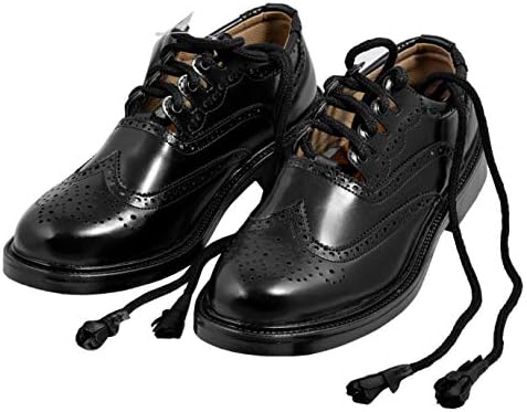 Black Synthetic Leather Ghillie Brogues Scottish Kilt Shoes (UK - 12 (US - 13))
