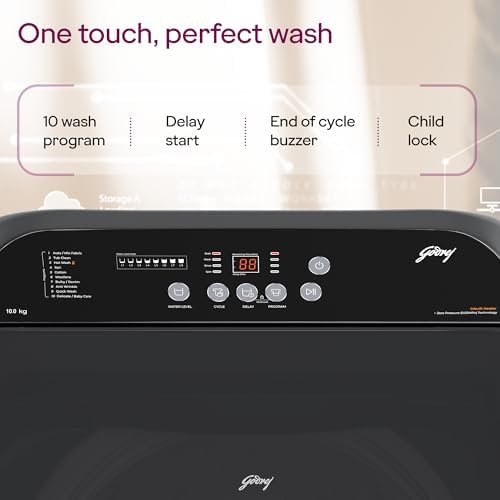 Control panel of the washing machine with buttons for power, water level, cycle, delay, program, and start/pause