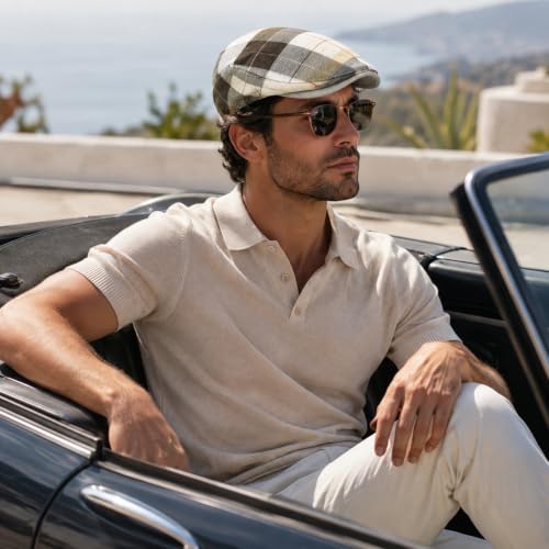 Image of 3Pcs Men's Newsboy Caps Cotton Cooling Hat Adjustable Flat Cap for Men