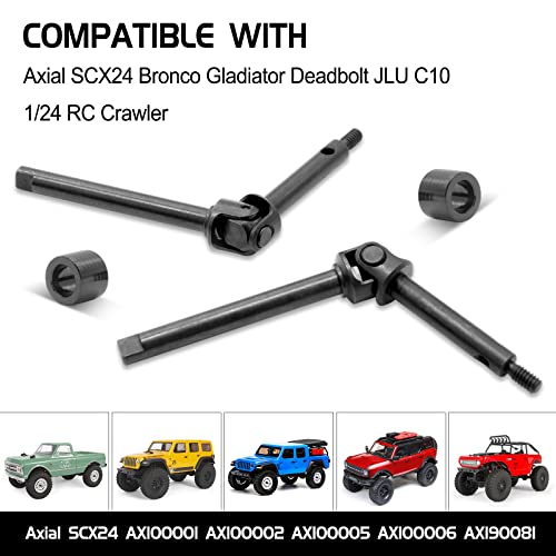 Ogrc 2Pcs Steel Front Axle Drive Shaft Cvd Set For Axial Scx24 C10/Jlu/Bronco/Gladiator/Deadbolt Upgrades Parts (+4Mm) #TOP5