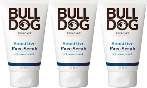 BULLDOG SKINCARE - Exfoliante facial sensible para hombres, exfoliante de semillas de quinua, 125 ml, paquete de 3