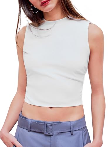 CIDER Crop Tops for Women Mimi Cuttrell Basic Sleeveless Ruched Going Out Summer Casual Ribbed Tank Top2