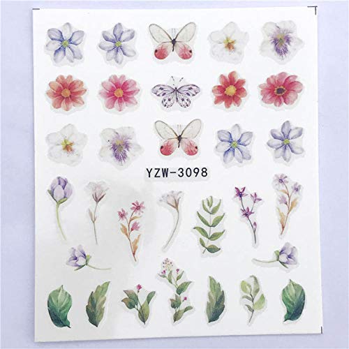 Nagelsticker 1 Blatt Rosa Blume Wasser Transfer Slider Für Maniküre Nagel Kunst Dekoration Nagel Aufkleber-Yzw-3098