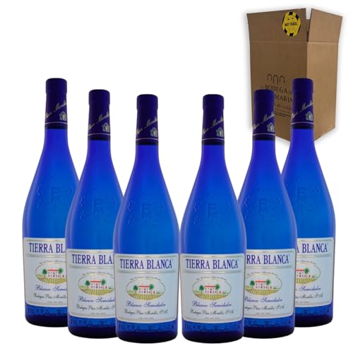 Tierra Blanca Semidulce - Ideal para Maridar con Pescados y Arroces - Pack 6 Botellas 75cl
