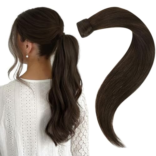 Easyouth Brown Ponytail Extension Human Hair Straight Pony Tails Hair
