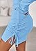 PRETTYGARDEN Long Sleeve Dress for Women Early Fall Fashion 2025 Cocktail Party Bodycon Off The Shoulder Mini Ruched Dresses(Light Blue,Medium)