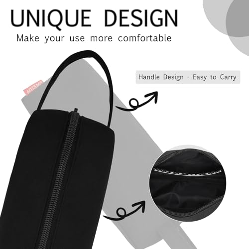 Image of Fmeida Pencil Case Pouch - Water Resistant Pencil Pouch Portable Pencil Bag Simple Office Stationery Pouch with Handle Back to School Supplies - Black