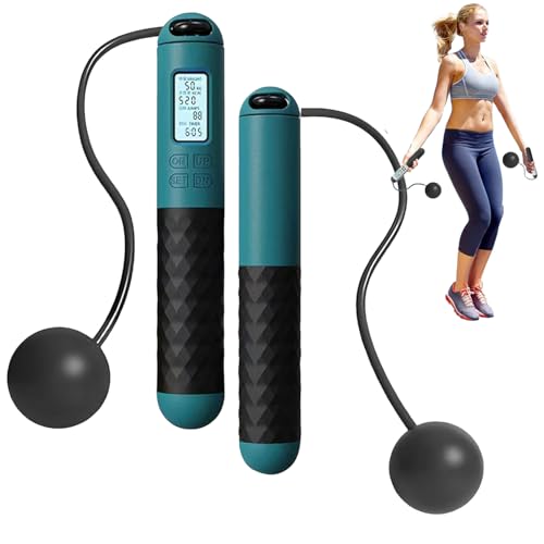 Ropeless Skipping Rope, Cordless Skipping Ropes for Adults, Wireless Skipping Rope with Counter, Smart Digital Gravity Ball Jump Rope without Rope for Home Workout Equipment for Women Men (Green-A) Ropeless Skipping Rope, Cordless Skipping Ropes for Adults, Wireless Skipping Rope with Counter, Smart Digital Gravity Ball Jump Rope without Rope for Home Workout Equipment for Women Men (Green-A)