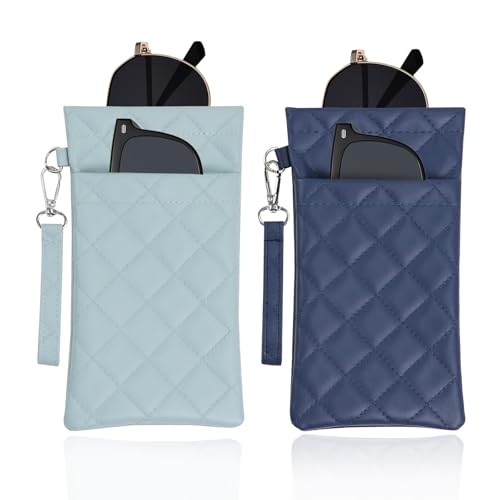 Image of Double Eyeglass Case Soft Dual Glasses Case for Women Men Travel Squeeze Top Sunglasses Cases Eyeglasses Pouch
