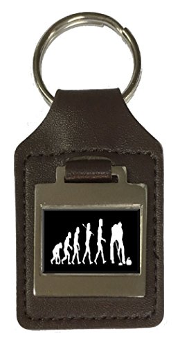 Porte-clés en cuir gravé au laser motif Evolution du Curling, accessoire de haute qualité