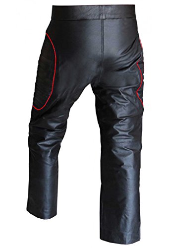 Mens Sexy Real Black Leather X-Men Style Jeans Pants Trousers Blue Piping2