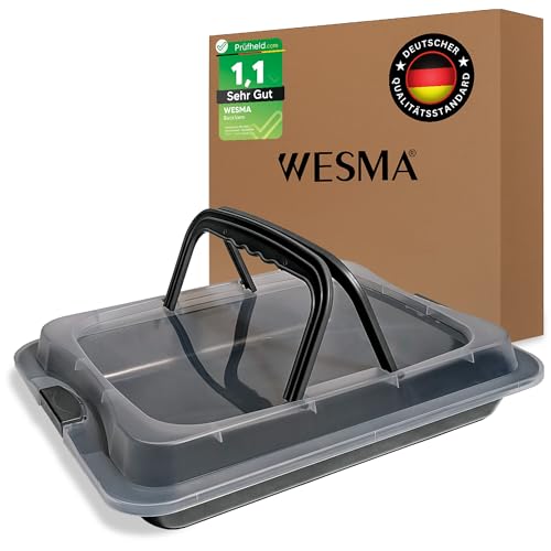 WESMA® Backblech mit Deckel 40 x 33 x 8 cm | Premium rechteckige Backform mit Transporthaube für Blechkuchen & Kuchentransport | Kuchen Transportbox, Kuchentransportbox, Kuchenbox, Kuchenbehälter