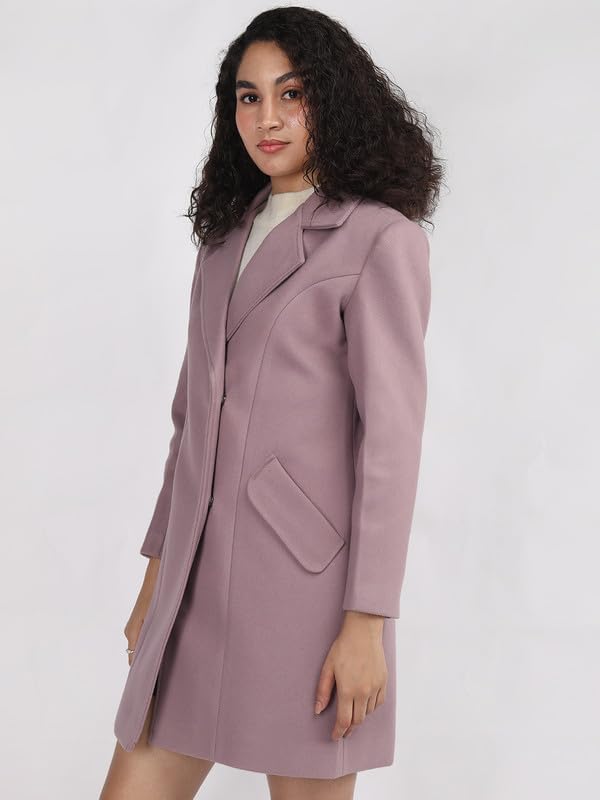 Image of PLAGG Women's Notched Lapel Long Overcoat