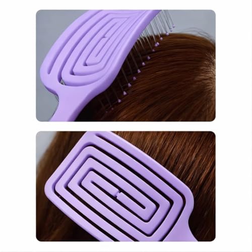 Image of Detangling Hair Brush with Flexible Nylon Bristles & Rounded Tips for Pain-Free Grooming, Anti Frizz Styling & Daily Use | Suitable for Wet & Dry Hair, Men & Women Scalp Friendly Salon Quality Pro Use (Purple)