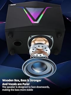 Altoparlante per computer alimentato tramite USB 2.1 con subwoofer, altoparlanti per computer con subwoofer da 22,9 cm, doppi satelliti mid-treble full-range da 11,9 cm per PC, altoparlante con RGB