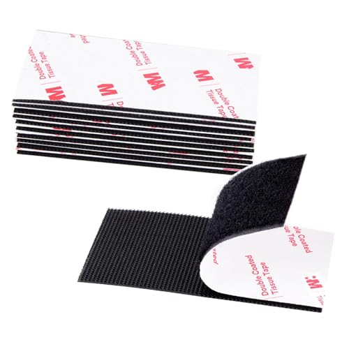 Image of Hook and Loop Tape 2in x 4in x 10 Pairs, Heavy Duty Adhesion Strip, Slef Adhesive Interlocking Tape, Back Adhesive Mounting Strips, Reclosable Sticky Back Interlocking Nylon Picture Hanging Strips