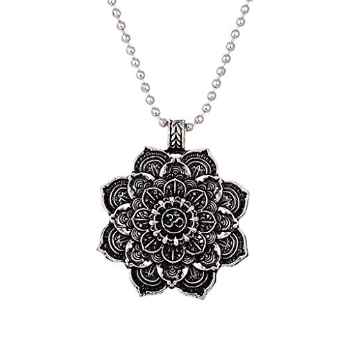 Preisvergleich Produktbild zhiwenCZW Om Lotus Mandala Anhänger Halskette Tibetisch-buddhistischer Schutz Meditation Schmuck