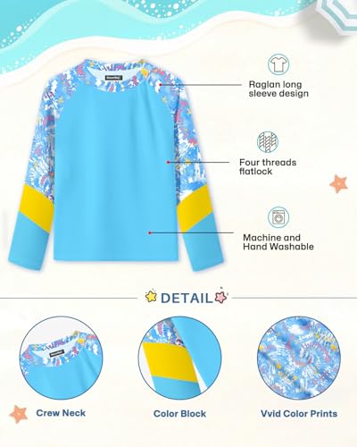 Image of BesserBay Girls Rash Guard UPF 50+ Raglan Sleeve Swim Shirt 6-14 Years