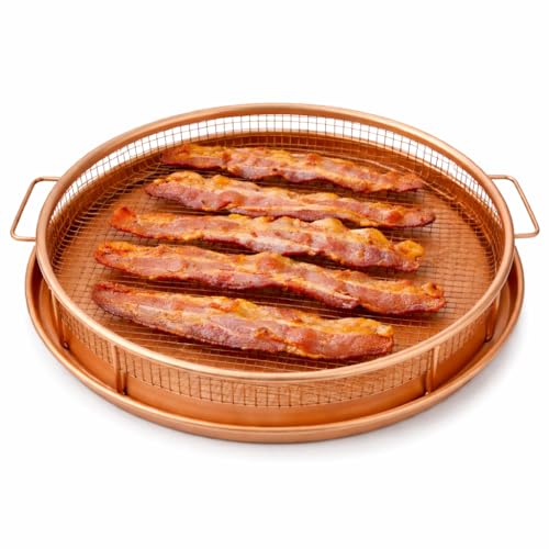 GOTHAM STEEL 2 Piece Copper Air Fryer Tray, Non Stick Air Fr...
