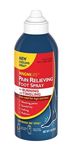 Image of MagniLife Pain Relief Foot Spray, 3 oz, Pain Relief for Burning, Tingling or Sensitivity in Feet and Legs, No Alcohol Cooling Spray Moisturizes Dry, Cracked Heels