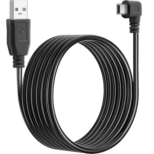 PASOW Mini USB Power Cable 90 Degree Right Angle (No Data Transfer) - USB 2.0 A-Male To Mini-B Car Vehicle Power Suppy Cord For Dash Cam (11.5FT