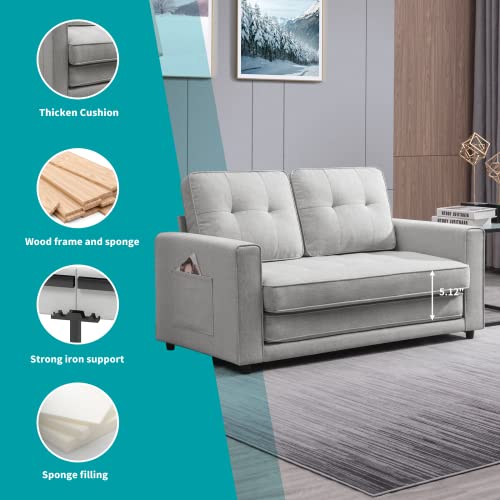 Balus 3-In-1 Convertible Sofa Bed, Loveseat Sleeper Cot, 84" Tri-Fold Multi-Function Modern Sofa Bed Couch, Folding Mattress Sofa Bed For Guests, Futon For Living Room, Floor Sofa Bed(Light Gray) #TOP3