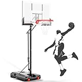 AWII SPORT Portable Basketball Hoop Outdoor, 4.8-10FT Height Adjustable Basketball Hoop Goal System with 44 Inch Shatterproof Backboard for Kids Youth Adults Play in Backyard/Courts/Indoor