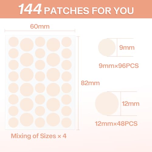 Shmian 144 adesivos de espinhas para rosto, adesivos de espinha hidrocolóide Ace para dia e noite