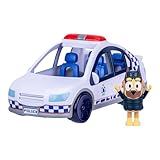 Bluey Police Car, Vehicle from The Special Episode The Sign. Includes Police Car with Flashing Lights & Sounds, Policeman Figure, and Themed Sticker Set. Batteries Included.