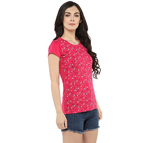 Image of Modeve Women Printed Cotton Blend Half Sleeve Round Neck T-Shirt for Summer