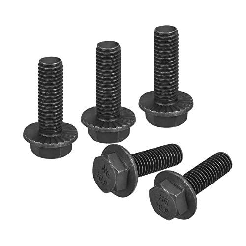 uxcell M10-1.5x30mm Hex Serrated Flange Bolts 10.9 Grade Carbon Steel Screws 5pcs