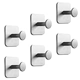 Heavy Duty Adhesive Metal Hooks for Hanging Hats, Garage Tools, Shower Accessories - Set of 6 Storage Hangers for Closet Entryway Organization, Wall Mount Peg Coat Rack, Bathroom Towel Holder (Chrome)