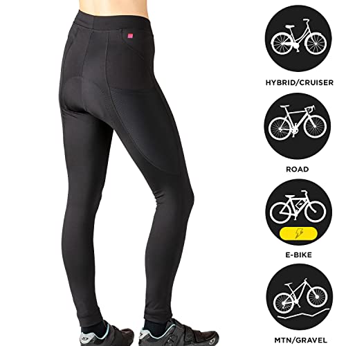 Terry Women's Thermal Athletic Cycling Tight Smooth Faced Wind-Resistant And Water-Repellent Exterior - Black, X-Large #TOP4