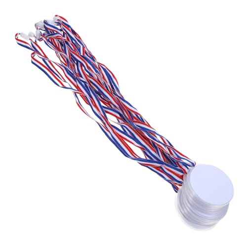 MOTHNUR Medallas Infantiles Personalizables 10 Piezas Cintas Coloridas, Medallas Deportivas para Premiación, Superficie Lisa para Manualidades, Premios para Eventos Escolares y Actividades Deportivas