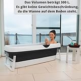 CRS faltbare Badewanne Erwachsene XXL 158cm | Klappbare mobile Badewanne für Dusche und Badezimmer | tragbare Klappbadewanne zum Aufstellen Schwarz