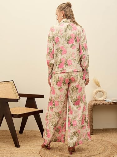 Image of Sassafras Women's Floral Top with Flared Pants
