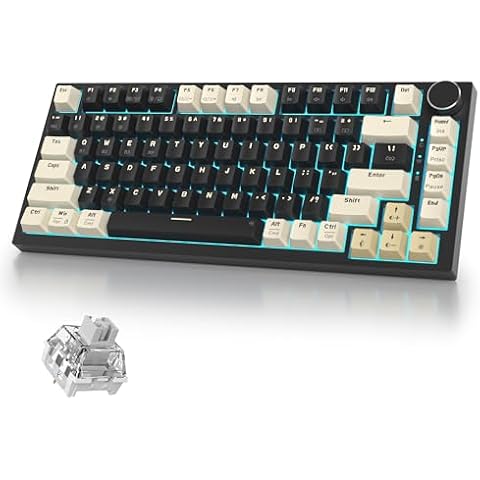 iRoboosta 400PRO 75% Wireless Creamy Mechanical Keyboard Black, Gasket Hot Swappable RGB Gaming Keyboard, Bluetooth/2.4GHz/USB-C Thocky Keyboard with Pre-lubed Cream Grey Switches (82 Black) Cover