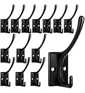 Heavy Duty 14 Pack Double Prong Coat Hooks for Hanging Towel, Coat, Bag, Hat, Cup, Key
| No Rust Black Metal Wall Mounted Coat Hooks with 28 Screws for Heavy Duty Use
| 14 Pack Coat Hooks for Hanging Towel, Coat, Bag, Hat, Cup, Key - Wall Mounted wi
