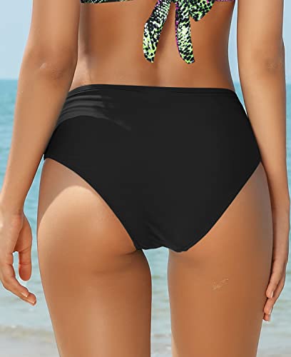 Shekini Women's Swim Bottom High Waisted Twist Front Bikini Bottoms (Black, Medium) #TOP1