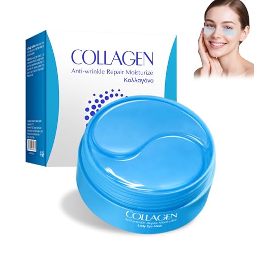 60 Parches Ojos Bolsas y Ojeras,Eye Patches Hidratantes con Colágeno y Ácido Hialurónico,Parches Ojos Antiarrugas para Mirada Fresca y Reafirmante (blu001)