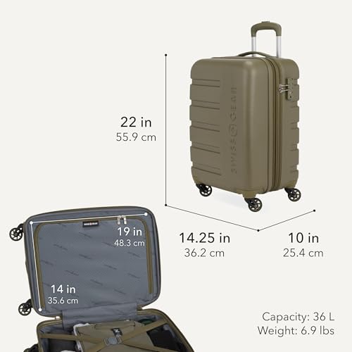 Image of SWISSGEAR Signature Hardside Expandable Carry-On Spinner Luggage, ABS Construction, TSA-Friendly Lock, and Built-In Cupholder, White, 19-Inch, Olive Branch, Carry-On 19-Inch, Signature Hardside