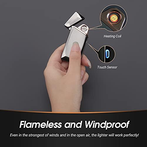 Daffodil Rechargeable Electronic Cigarette Lighter EC225 | USB Electronic Windproof Cigarette Lighter with Touch Sensor and Replaceable Heating Coil
