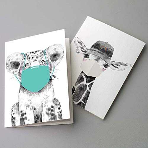 Quirky All Occasion Greeting Cards - 24 Assorted Blank Cards with White Envelopes - Birthday Thank You Just Because (Masked Animals)