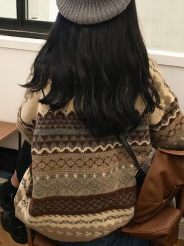Image of Striped Sweater Women Knit Baggy Grandpa Vintage Pullover Grunge Old Money Casual Long Sleeve Aesthetic Streetwear