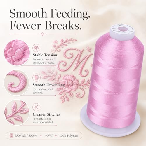 Image of Simthread 5000M 40WT Polyester Embroidery Thread, Light Lilac 810 | 5000M 40WT polyester thread feeds smoothly for machine embroidery, monograms, logos, patches and quilting.
