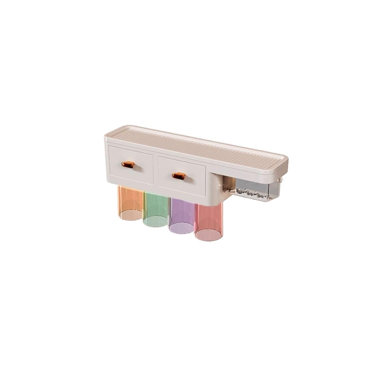 Soporte para cepillos de Dientes Soporte magnético para cepillos de Dientes para baño Soporte para cepillos de Dientes montado en la Pared Blanco con Estante de Almacenamiento(A L41.5cm)