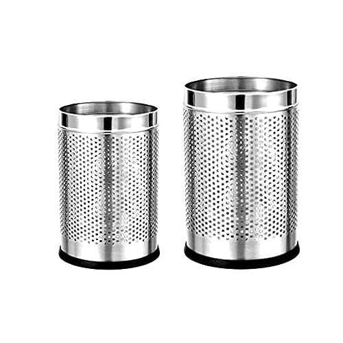 Image of PackPro Stainless Steel 10 + 6 Liter Open Perforated Dustbin Without Lid | Combo of 2 Steel Dustbin For Home, Bedroom, Rooms, Office, Indoor, Outdoor Kitchen, Washroom, Bathroom 10 & 6 Liter